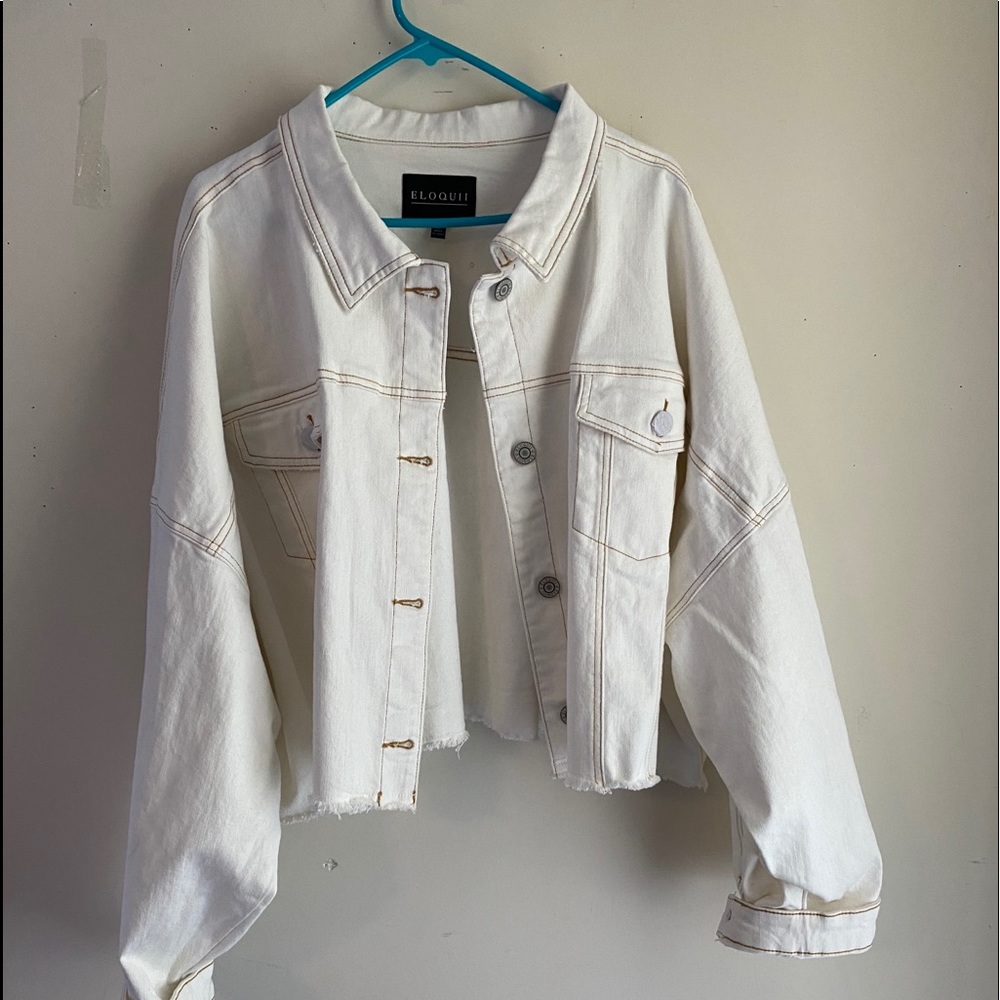 White Cropped Jean Jacket